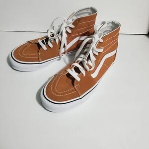 Vans Suede High Top  Orange Brown Leather Sneakers Men's7 Women's8.5
New No Tags